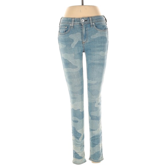 Rag & Bone Camo Print Denim Jeans‎ Slim Fit Casual Pants Size 24 - Picture 1 of 10